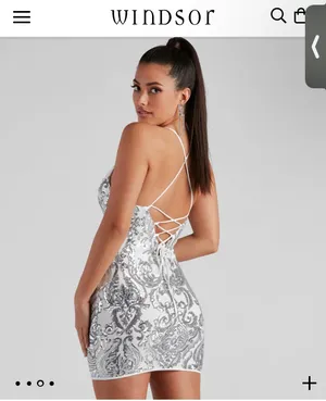 Sequin V Neck Mini Dress thumbnail 2