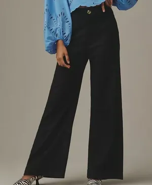 MAEVE Colette Black Linen Blend Stretch Wide Leg Pants size 27 thumbnail 1