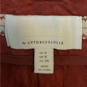Anthropologie EttTwa Aubade‎ Mauve Tie Waist High Rise Textured Cropped Pants 4 thumbnail 9