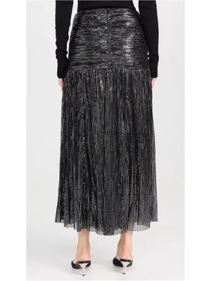 Sabina Musayev Lolite Drop Waist Sparkly Midi Skirt in Black Size X-Small Party thumbnail 2