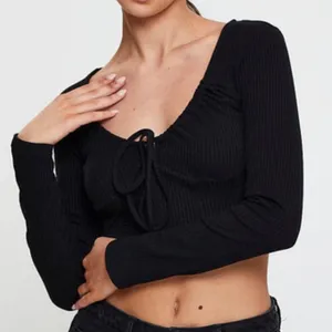 Aeropostale Black Long-Sleeve Crop Top thumbnail 1