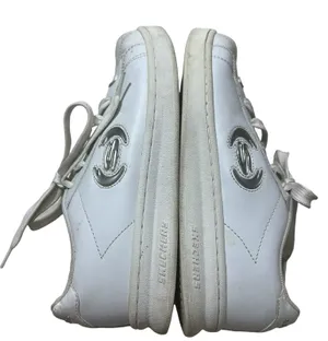 Vtg Skechers White Sneakers 10 Leather Silver Logo Y2k 1990s Shoes WSL Lace up thumbnail 1
