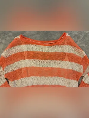 Maternity Lightweight Orange/Cream Striped Women's Knit Top by Motherhood Size S thumbnail 5