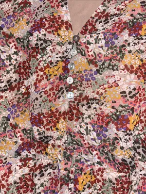 Entro Floral Print V-Neck Long Sleeve Dress Peasant thumbnail 3