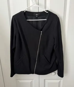 Mossimo Black Asymmetrical Zip Blazer Jacket Plus XXL thumbnail 1