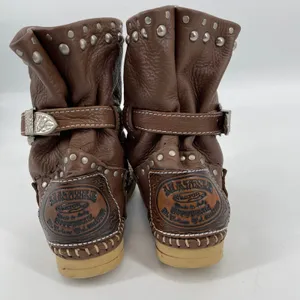 Hector Riccione Made in Italy Leather Studded Buckle Western Boots Brown Size‎ 7 thumbnail 3