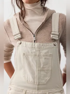 Free People We The Free Good Luck Barrel Overalls in Milk XS thumbnail 3