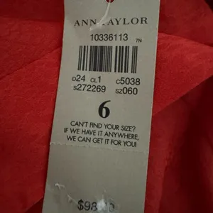 ANN TAYLOR Crimson Red Women’s Blouse Button Up Top Long Sleeve Sz 6 MSRP $98 thumbnail 7