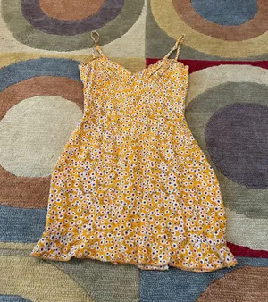 Superdown Aj Cami Ruffle Dress Very Short Mini Floral Print Yellow Size XS thumbnail 1