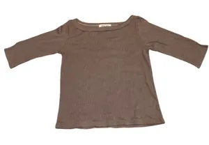 DAYDREAMER Brown 3/4 Sleeve Ribbed Top, P2P 19 - 21” New without Tag thumbnail 1
