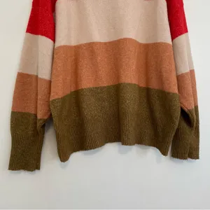 A NEW DAY Slouchy Crewneck Pullover Sweater Red Beige Orange Colorblock Striped thumbnail 12