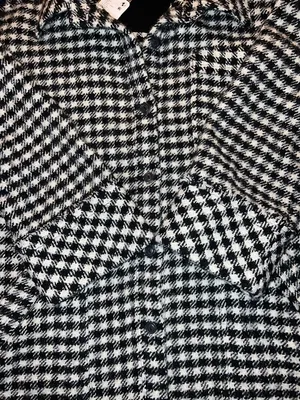 Free People "We The Free"‎ Get Around Houndstooth Shacket Black White L (NWT) thumbnail 8