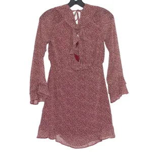 NWT Lulus Dress Floral Cottage Dark Academia Boho Retro Prairie Burgundy Size XS thumbnail 2