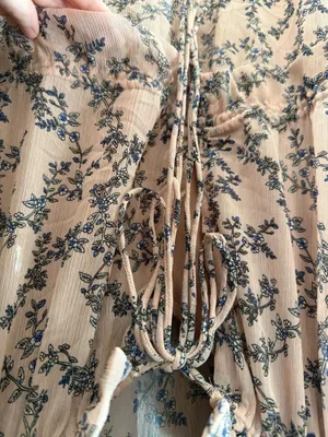 eige, floral-print long-sleeved ellos dress thumbnail 3