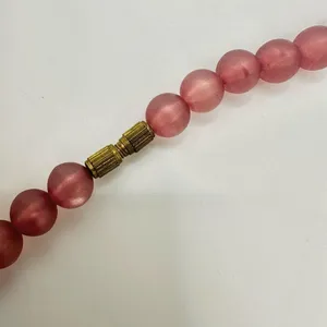 Pink cluster beaded vintage necklace thumbnail 6