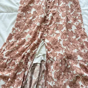 Abercrombie & Fitch Floral Linen Blend Maxi Dress Terracotta XLT Cottagecore thumbnail 4
