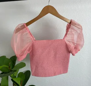 Alice + Olivia | Eliana Smocked Crop Top thumbnail 2
