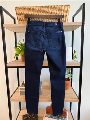 7 for All Mankind Mid-Rise Gwenevere Dark Wash Skinny Ankle Jeans, 25 FLAWED thumbnail 6