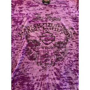 Vintage Y2K Harley Davidson Women's Small T-Shirt Bling Las Vegas Nevada Purple thumbnail 5