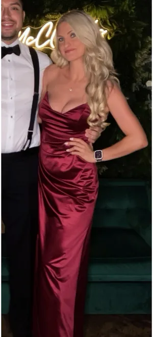 Satin Strapless Dress Red thumbnail 2