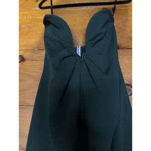 NWT Lulus Thula Dark Olive Cutout U-Bar Column Maxi Dress Strapless Gala Size L thumbnail 4