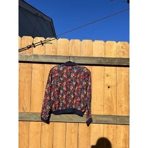 Karen Scott Vintage Floral Button Top Shirt‎ Large cottage Blue Red Winter Fall thumbnail 7