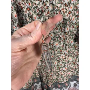 Knox‎ Rose Floral Boho Tassel Mini Dress Small Rayon Lined Cottagecore Earthy thumbnail 7