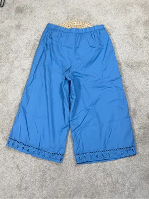 American Eagle Women’s Super Wide Leg Crop Pants Pull On in Blue XL thumbnail 4