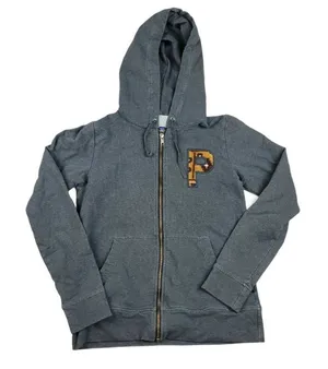 Patagonia Women’s Full Zip Hoodie Gray Fleece Sweatshirt Letterman P Logo Size S thumbnail 1