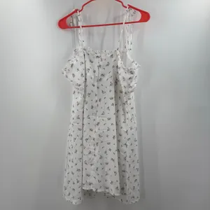 Lulus Dress Women's Size XL Ruffle Cottage NWT Be a Wildflower White Floral Mini thumbnail 4