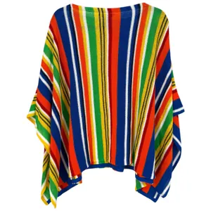 Lauren Ralph Lauren Womens Rainbow Stripe Linen Cotton Poncho Sweater Size‎ S/M thumbnail 3
