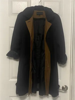 Vintage Gallery Two Tone Lined Trench Coat Brown Size M thumbnail 2