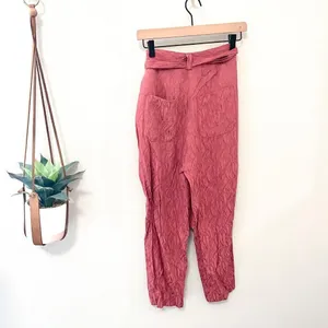 Anthropologie Ett:twa Aubade Tie Waist Pink Floral Crop Pants Size 4 thumbnail 4