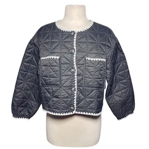 SARA CAMPBELL Women’s Gray Button Up Whipstitch Puffer Jacket thumbnail 2