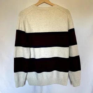 Banana Republic eco sweater‎ white red striped vintage knit women's size large thumbnail 6