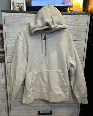 Nike Sportswear All Over Print Swoosh Hoodie Cream Oatmeal Large thumbnail 1