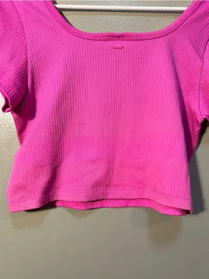 Victoria's Secret PINK Women's Sz XL Seamless Rib Short-Sleeve Crop Top Hot Pink thumbnail 7