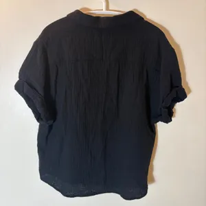Magaschoni‎ Black Organic Cotton Gauze Short Sleeve Relaxed Top Size Medium thumbnail 4