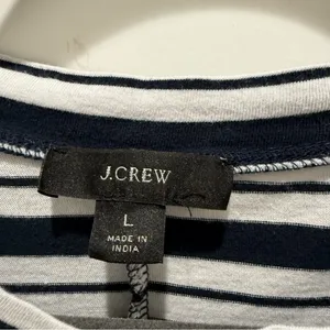 J. Crew Navy Blue and White Short Sleeve T-Shirt Midi Dress Large Nautical thumbnail 3