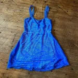 Free People blue striped XS semi sheer fit & flare dress thumbnail 1
