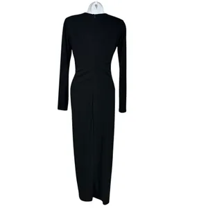 Zara Womens Black Cutout Ruched Long Sleeve Maxi Dress XS Asymmetric Neckline thumbnail 2