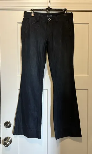 Ann Taylor Loft Modern Flare Dark Denim Jeans Size 6 Low Rise Y2K Stretch City thumbnail 1