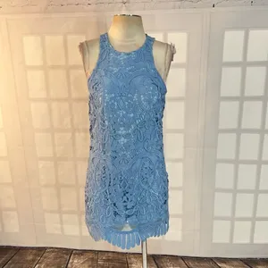 Lovers & friends baby blue lace scallop hem party dress size small thumbnail 2