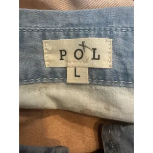 POL Patchwork Lace Tiered Denim Shacket Shirt Jacket Large Boho Cottagecore thumbnail 5