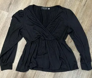 NWT XL For G and PL black pattern long sleeve shirt thumbnail 1