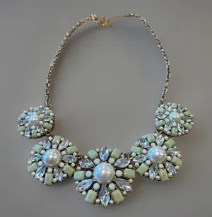 Vintage Necklace Statement Round Faux Pearl Gold Tone thumbnail 1
