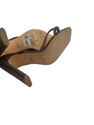 Olivia Ferguson Size 5.5 Strappy Brown Square-Toe High Heel Sandals Womens thumbnail 8