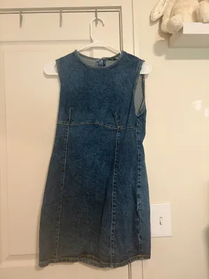 Zara TRF Fitted Denim Mini Dress Blue thumbnail 2