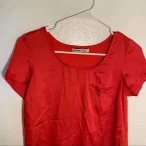 Old Navy Womens Sz XS Scoop Neck Short Sleeve Blouse Red Pink Mixed Media Pocket thumbnail 3