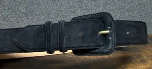 Black Suede Leather Belt‎ Small Covered Buckle Vintage Style Y2K Boho thumbnail 1